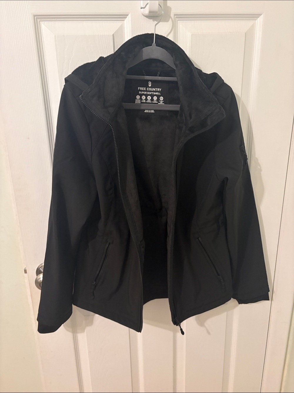 Free Country Black Women's Hooded Softshell Rain Jacket